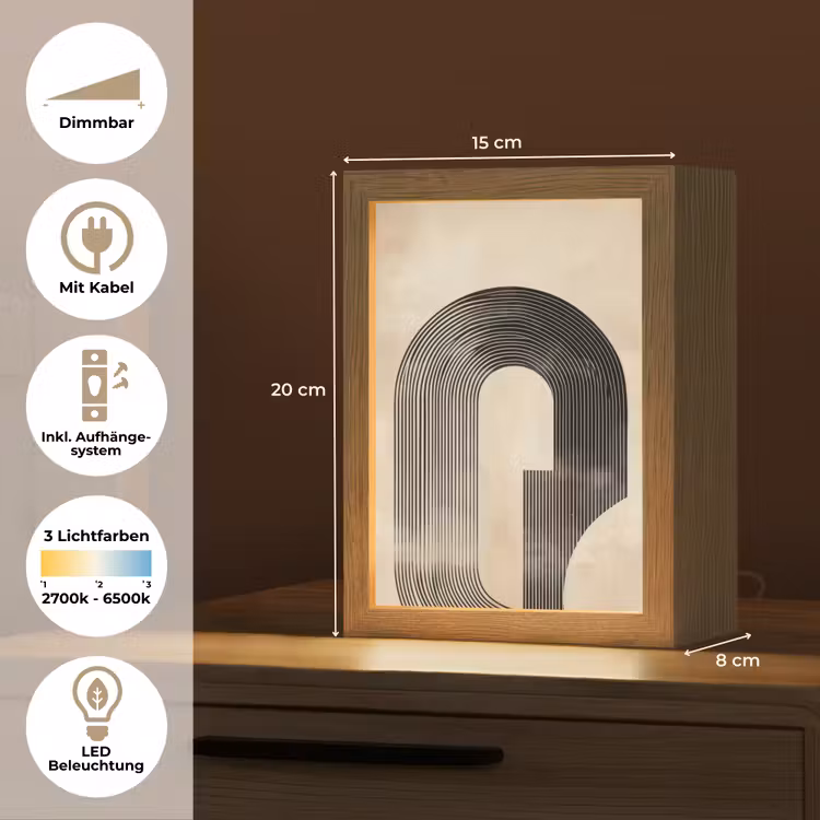 Boog - Strepen - Minimalistisch - Zwart Light Box met kabel (Tafellamp) klein -USP_DE