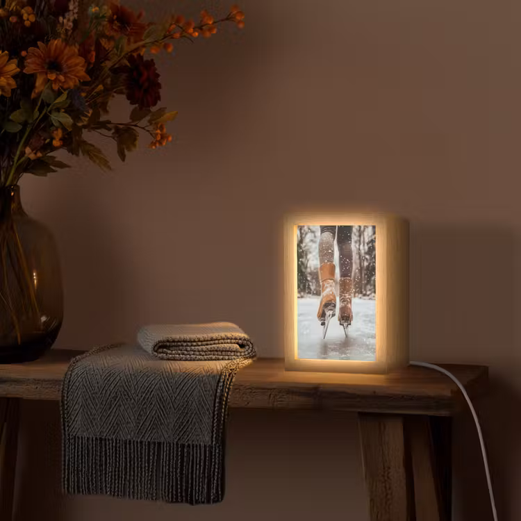 Schaatsen - IJs - Winter - Sneeuw Light Box met kabel (Tafellamp) klein -sfeer4