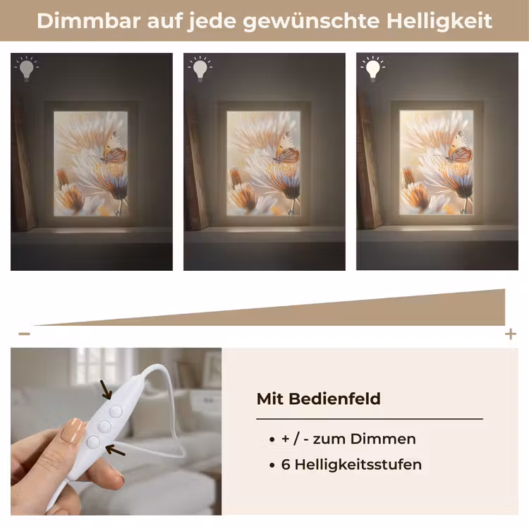 Vlinder - Bloem - Oranje Light Box met kabel (Tafellamp) klein -USP_dimbaarDE