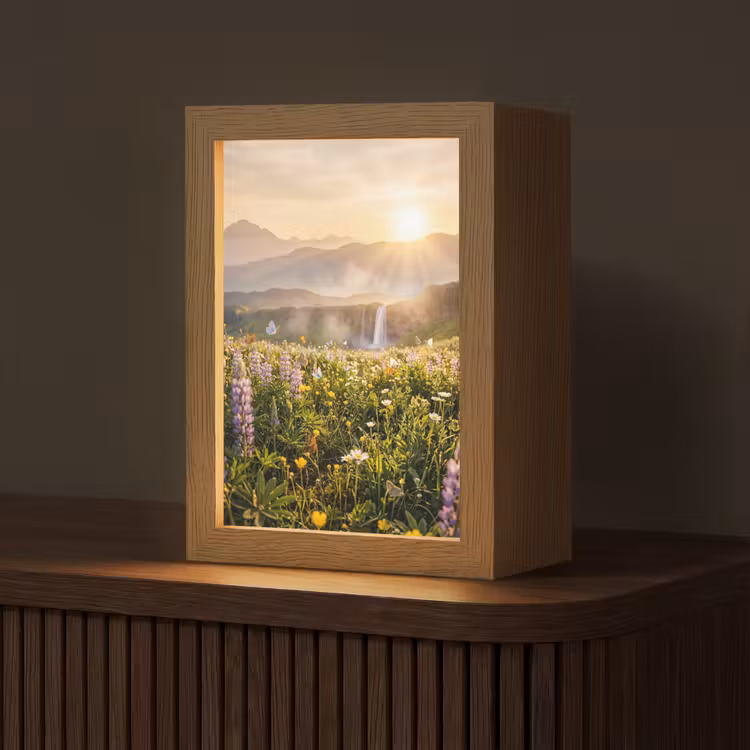 Vlinders - Waterval - Bloemenveld Light Box met kabel (Tafellamp) klein -z3d_website