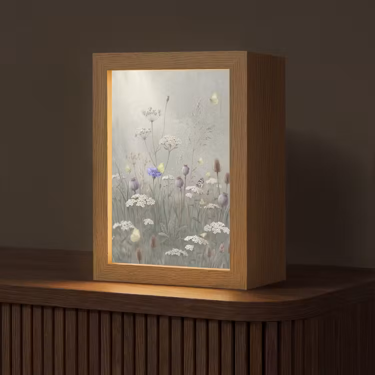 Vlinders - Wildbloemen - Illustratie - Kleurrijk Light Box met kabel (Tafellamp) klein -z3d_website