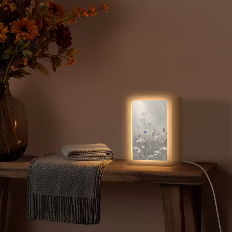 Vlinders - Wildbloemen - Illustratie - Kleurrijk Light Box met kabel (Tafellamp) klein -sfeer4