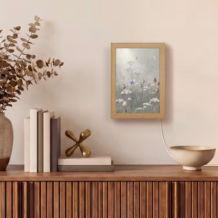 Vlinders - Wildbloemen - Illustratie - Kleurrijk Light Box met kabel (Tafellamp) klein -sfeer2