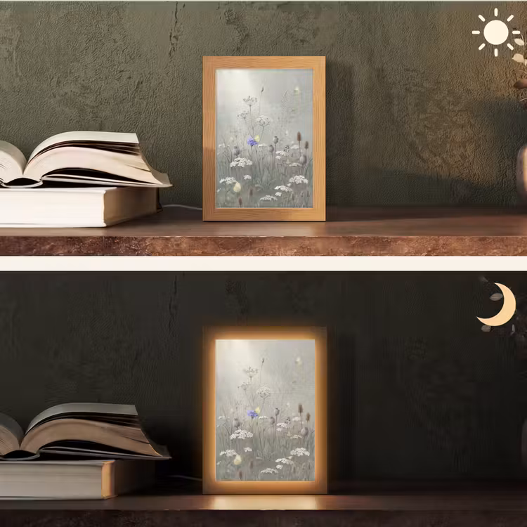 Vlinders - Wildbloemen - Illustratie - Kleurrijk Light Box met kabel (Tafellamp) klein -sfeer3
