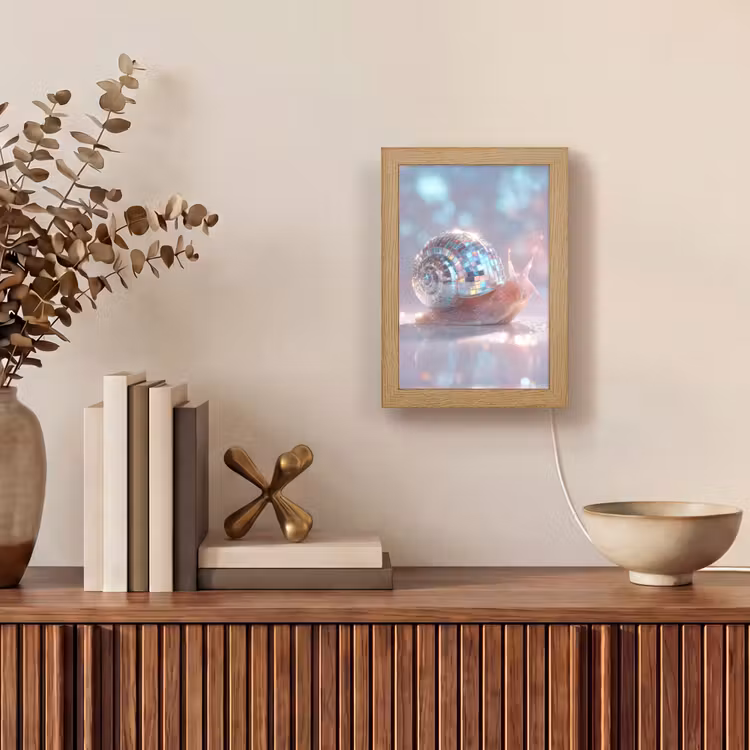 Slak - Disco - Mozaïek - Blauw Light Box met kabel (Tafellamp) klein -sfeer2