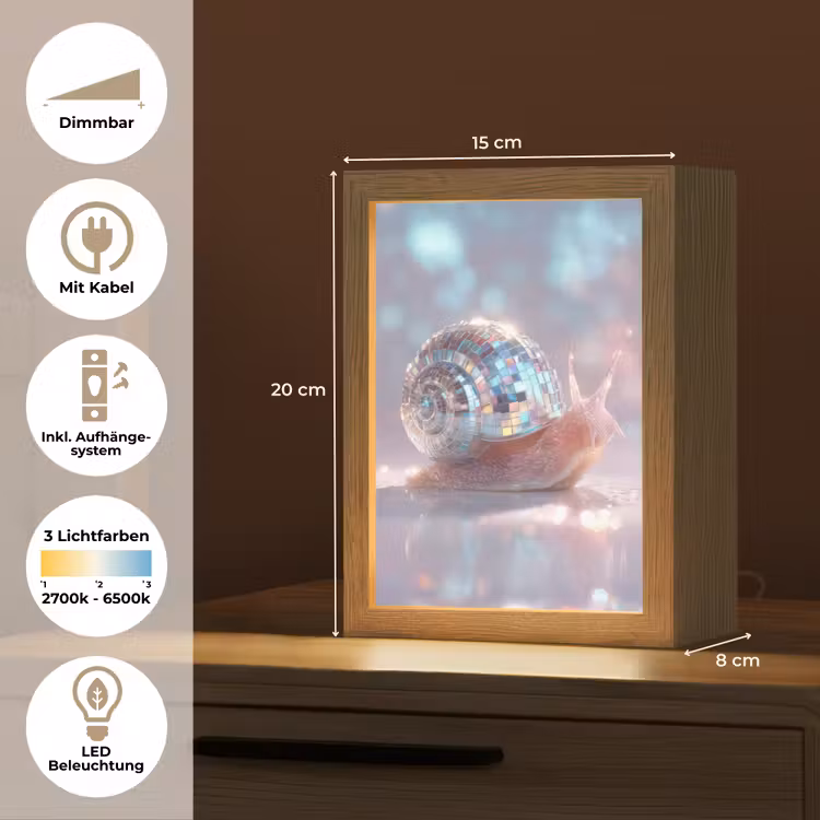 Slak - Disco - Mozaïek - Blauw Light Box met kabel (Tafellamp) klein -USP_DE
