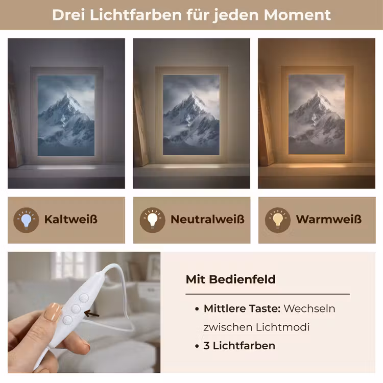 Sneeuw - Berg - Wolken Light Box met kabel (Tafellamp) klein -USP_lichtkleurDE