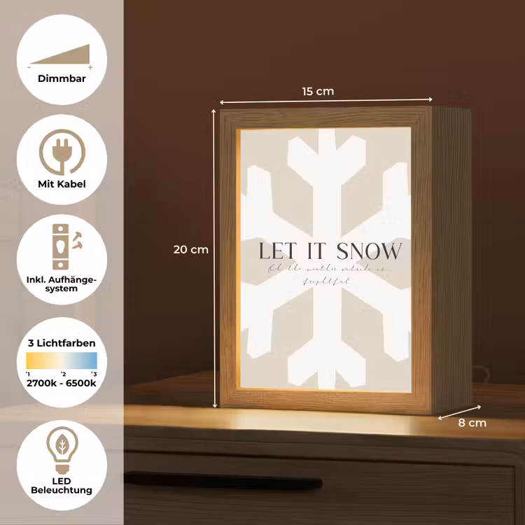 Sneeuw - Japandi - Winter - Decoratie Light Box met kabel (Tafellamp) klein -USP_DE