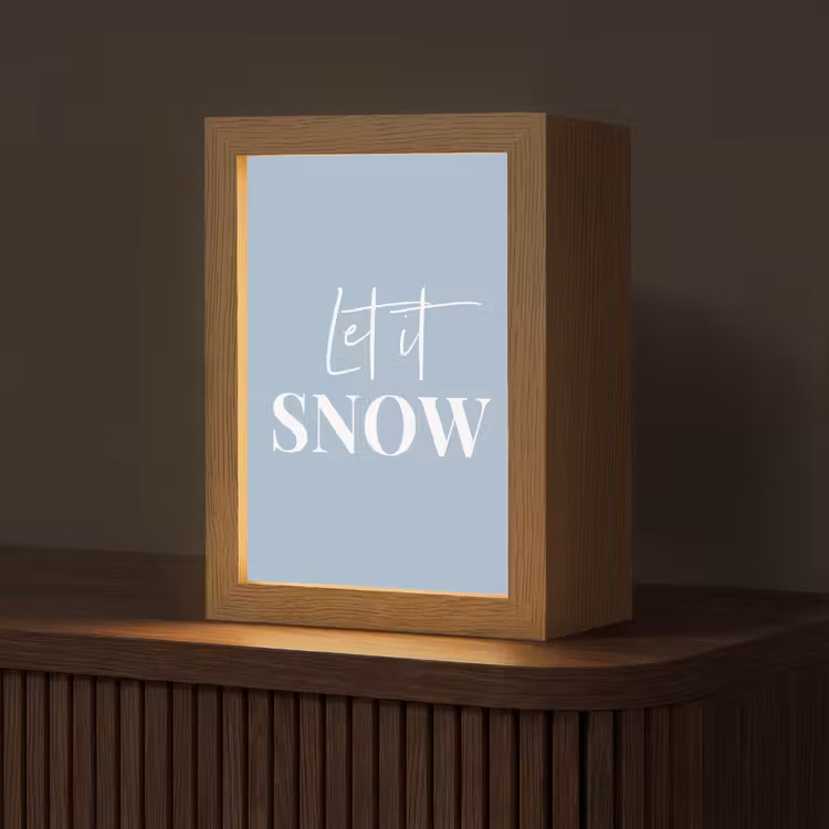 Sneeuw - Winter - Blauw - Let it snow Light Box met kabel (Tafellamp) klein -z3d_website
