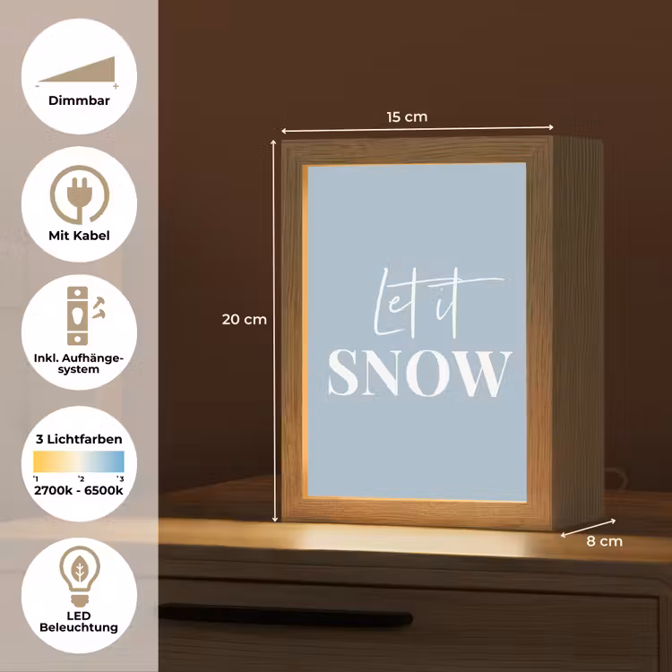 Sneeuw - Winter - Blauw - Let it snow Light Box met kabel (Tafellamp) klein -USP_DE