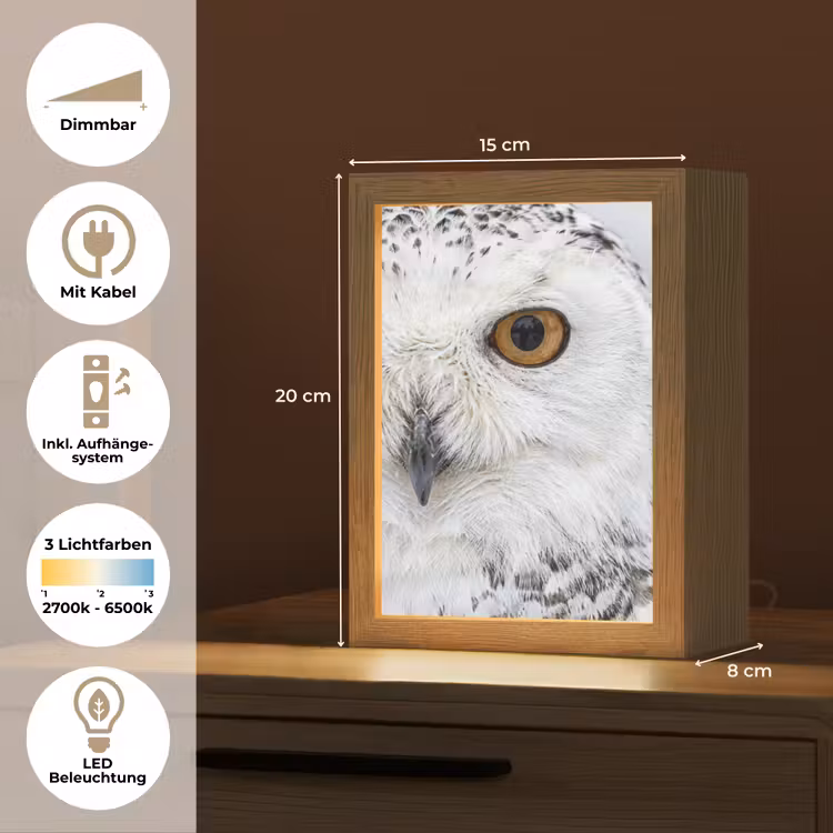 Sneeuwuil - Oog - Wildlife - Wit Light Box met kabel (Tafellamp) klein -USP_DE
