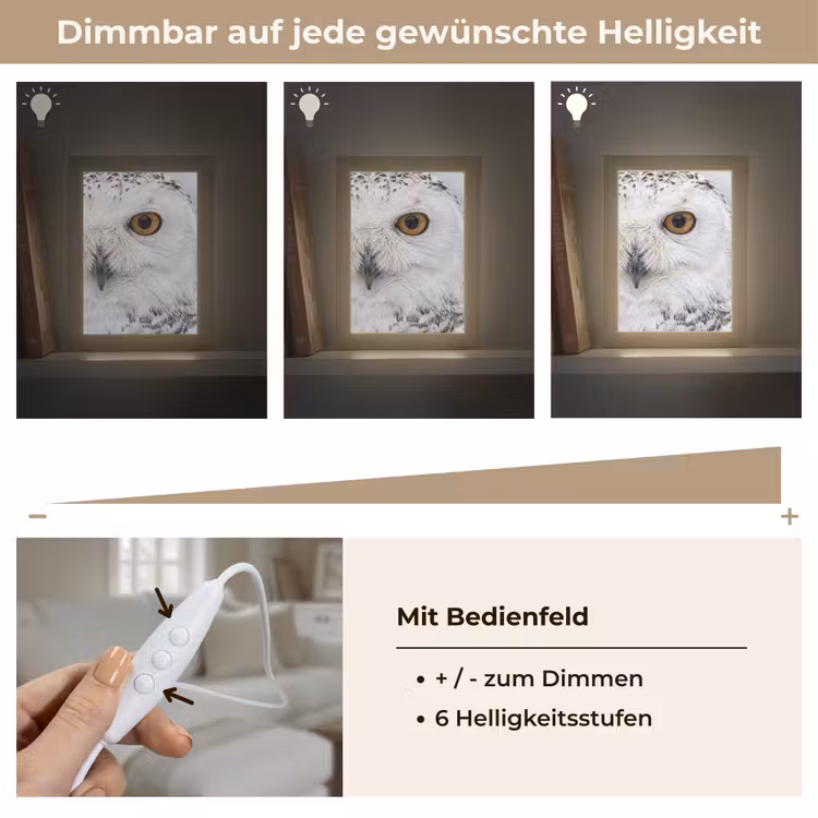 Sneeuwuil - Oog - Wildlife - Wit Light Box met kabel (Tafellamp) klein -USP_dimbaarDE