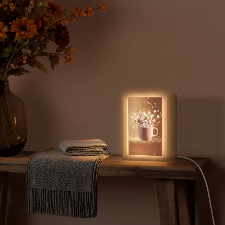 Chocomelk - Drinken - Warm - Bruin Light Box met kabel (Tafellamp) klein -sfeer4