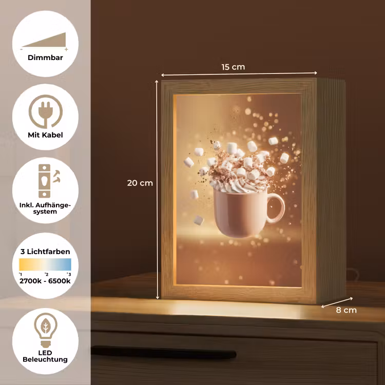 Chocomelk - Drinken - Warm - Bruin Light Box met kabel (Tafellamp) klein -USP_DE