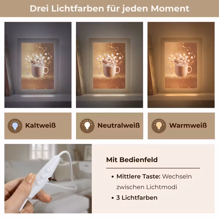 Chocomelk - Drinken - Warm - Bruin Light Box met kabel (Tafellamp) klein -USP_lichtkleurDE