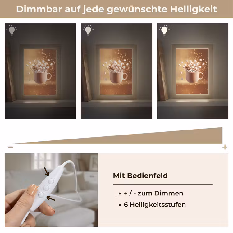 Chocomelk - Drinken - Warm - Bruin Light Box met kabel (Tafellamp) klein -USP_dimbaarDE