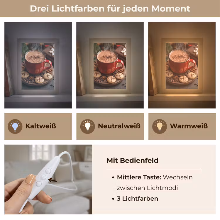 Chocolademelk - Mok - Winter - Kerst - Gezelligheid Light Box met kabel (Tafellamp) klein -USP_lichtkleurDE