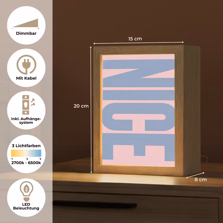 Nice - Paars - Roze Light Box met kabel (Tafellamp) klein -USP_DE
