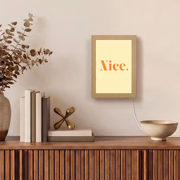 Nice - Oranje - Geel - Minimalistisch Light Box met kabel (Tafellamp) klein -sfeer2