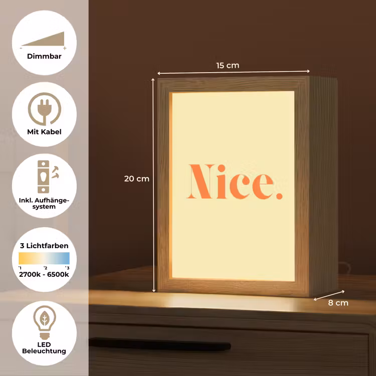 Nice - Oranje - Geel - Minimalistisch Light Box met kabel (Tafellamp) klein -USP_DE