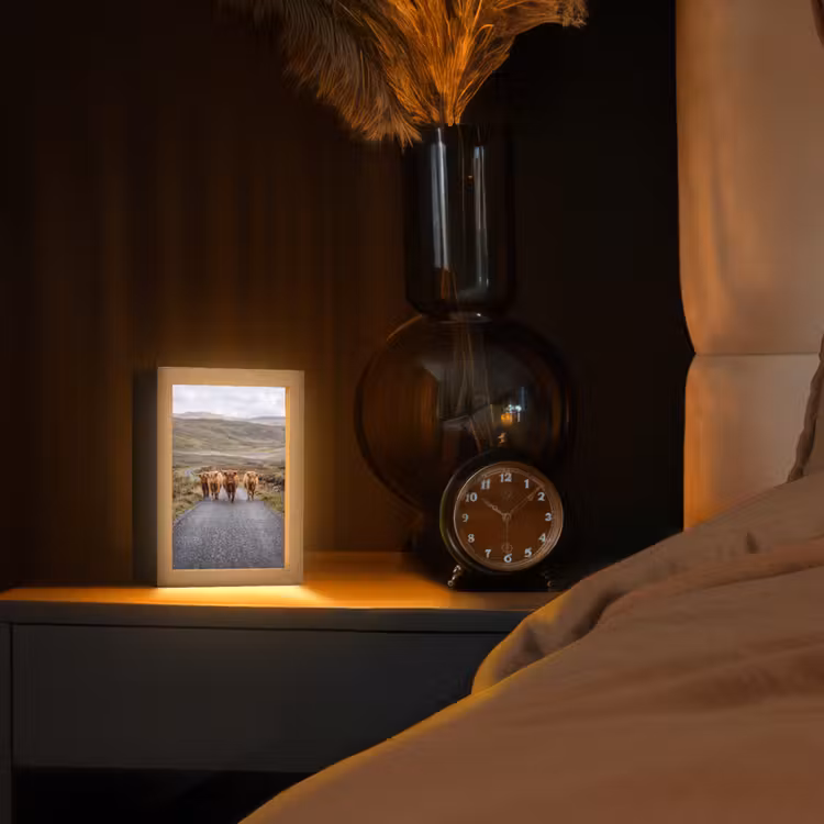 Schotse Hooglanders - Weg - Landschap - Kudde Light Box met kabel (Tafellamp) klein -sfeer1