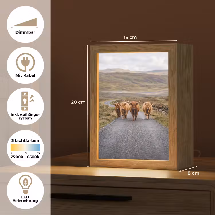 Schotse Hooglanders - Weg - Landschap - Kudde Light Box met kabel (Tafellamp) klein -USP_DE