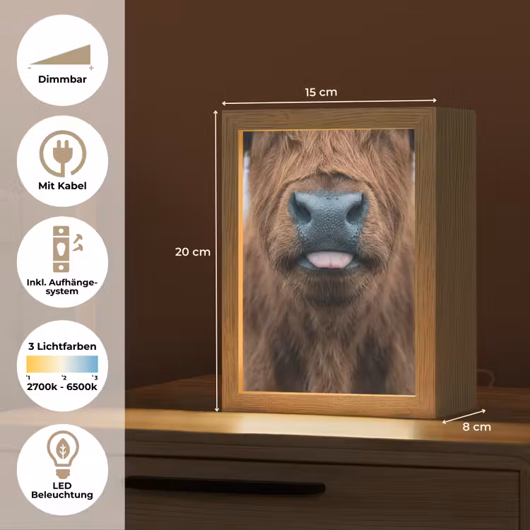 Schotse hooglander - Neus - Bruin Light Box met kabel (Tafellamp) klein -USP_DE