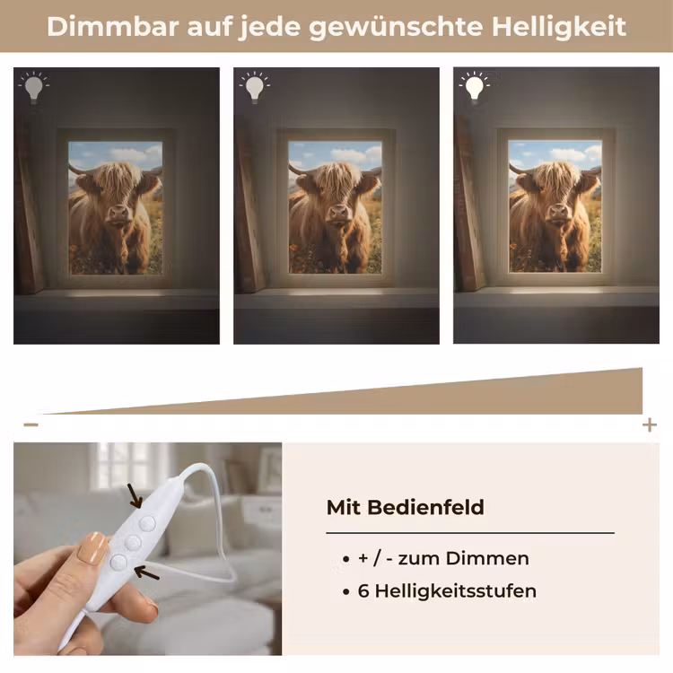 Schotse hooglander - Dieren portret - Natuur - Dier Light Box met kabel (Tafellamp) klein -USP_dimbaarDE