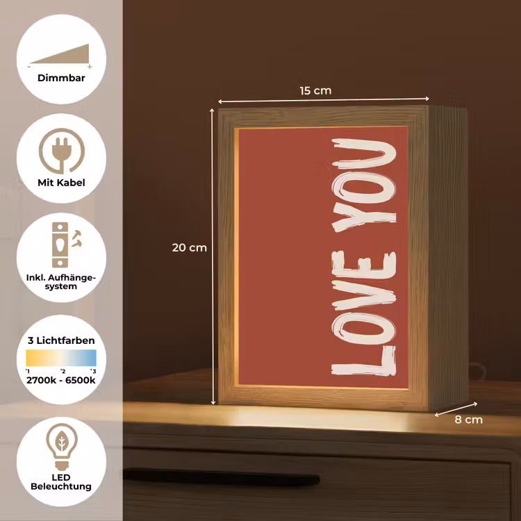 Schuin - Loveyou - Rood Light Box met kabel (Tafellamp) klein -USP_DE