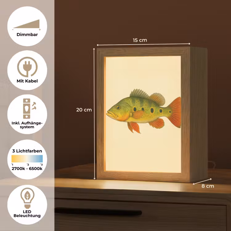 Schubben - Vis - Groen - Illustratie Light Box met kabel (Tafellamp) klein -USP_DE
