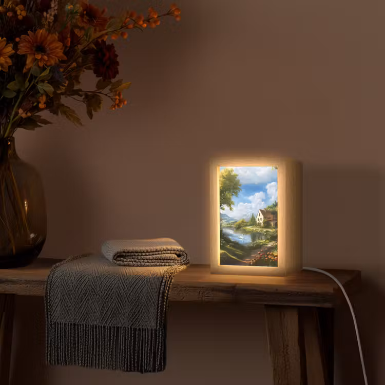 Zwaan - Bomen - Rust Light Box met kabel (Tafellamp) klein -sfeer4