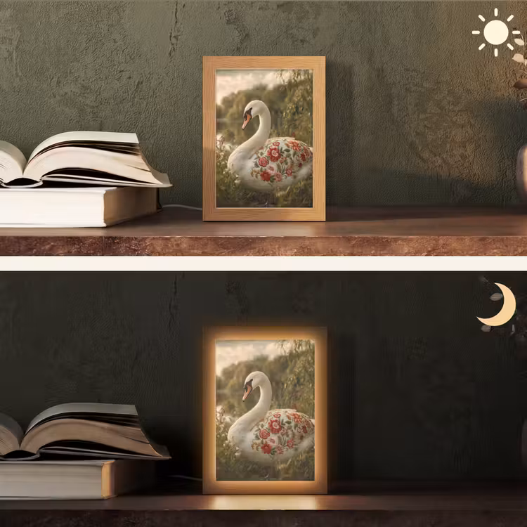 Zwaan - Bloemen - Natuur Light Box met kabel (Tafellamp) klein -sfeer3