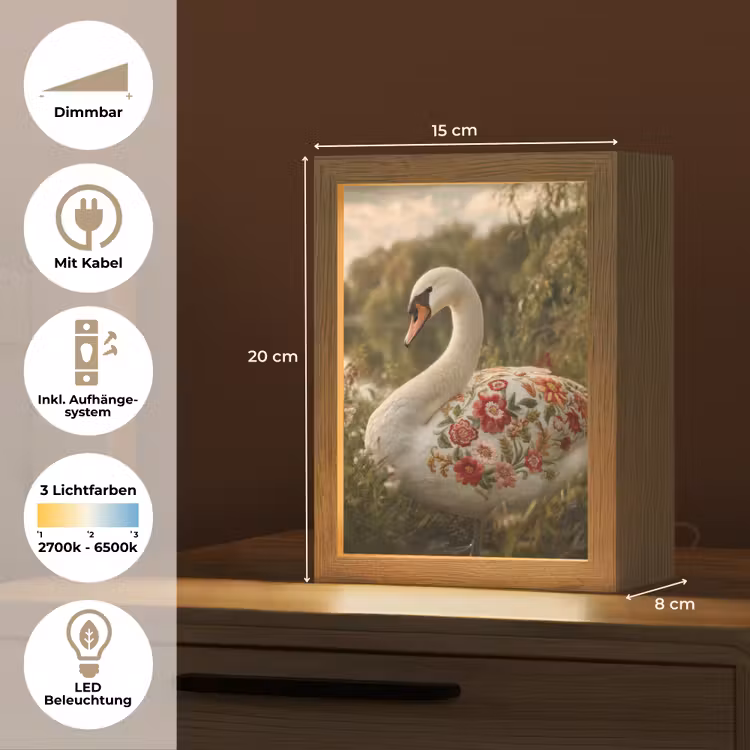 Zwaan - Bloemen - Natuur Light Box met kabel (Tafellamp) klein -USP_DE