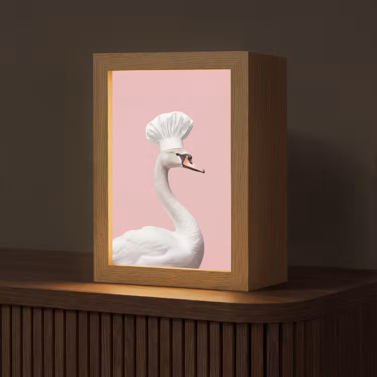 Zwaan - Koksmuts - Mooi - Klassiek Light Box met kabel (Tafellamp) klein -z3d_website