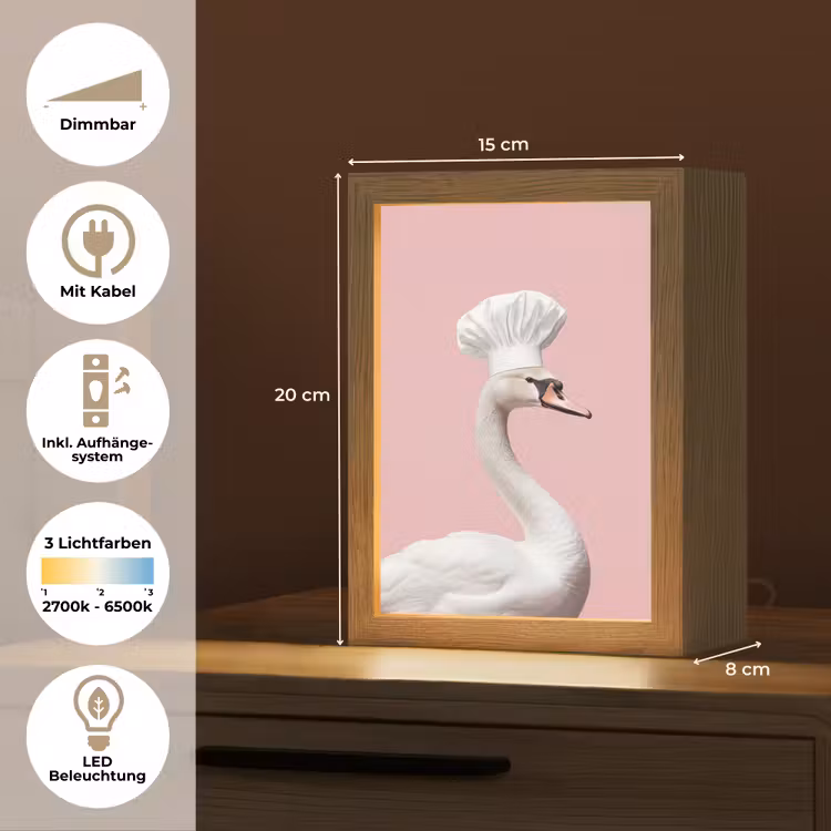 Zwaan - Koksmuts - Mooi - Klassiek Light Box met kabel (Tafellamp) klein -USP_DE