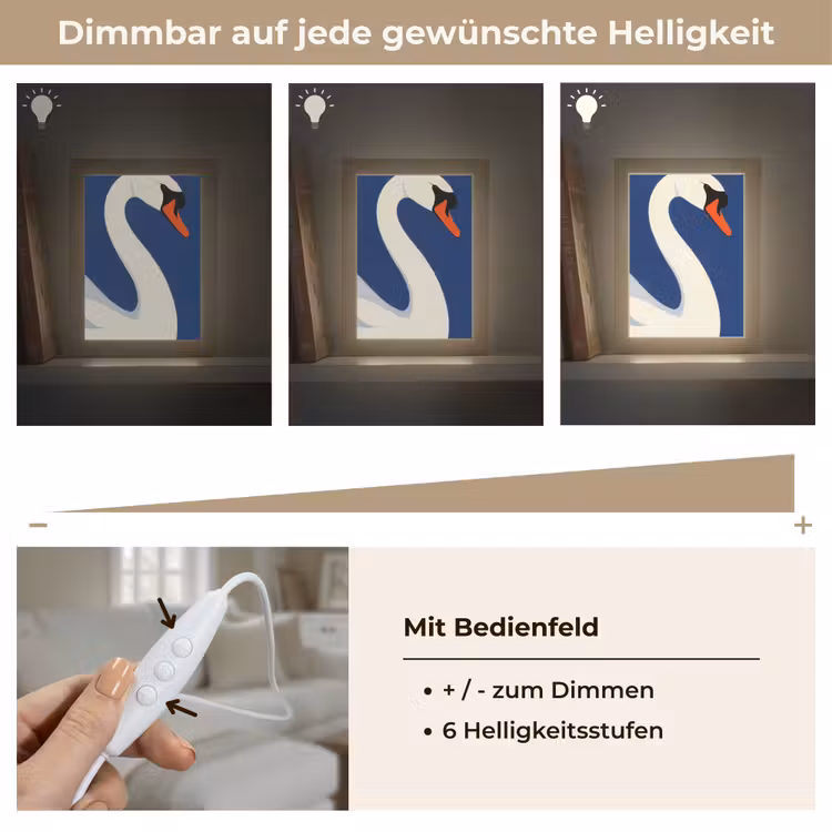 Zwaan - Wit - Snavel - Illustratie Light Box met kabel (Tafellamp) klein -USP_dimbaarDE
