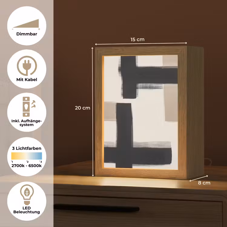 Zwart - Abstract - Japandi Light Box met kabel (Tafellamp) klein -USP_DE