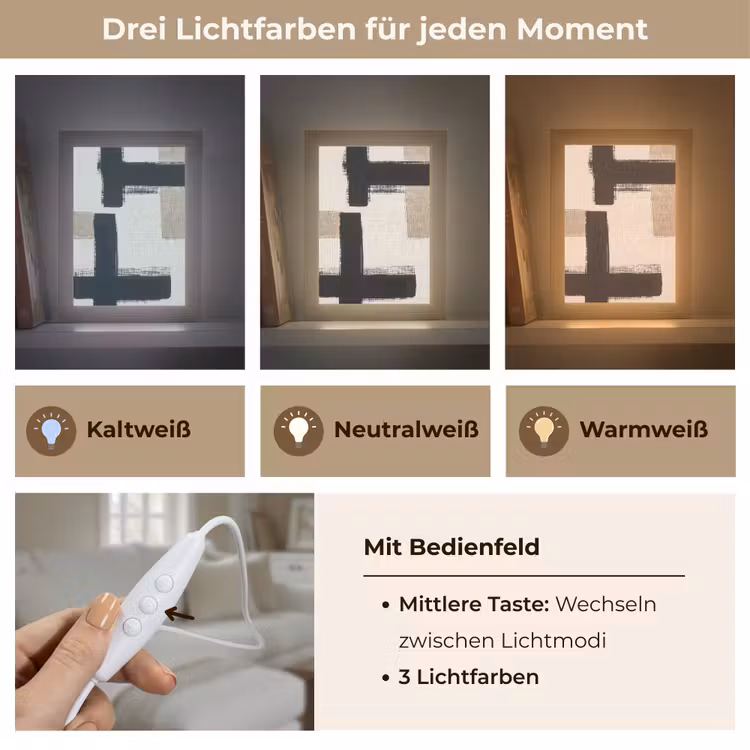 Zwart - Abstract - Japandi Light Box met kabel (Tafellamp) klein -USP_lichtkleurDE