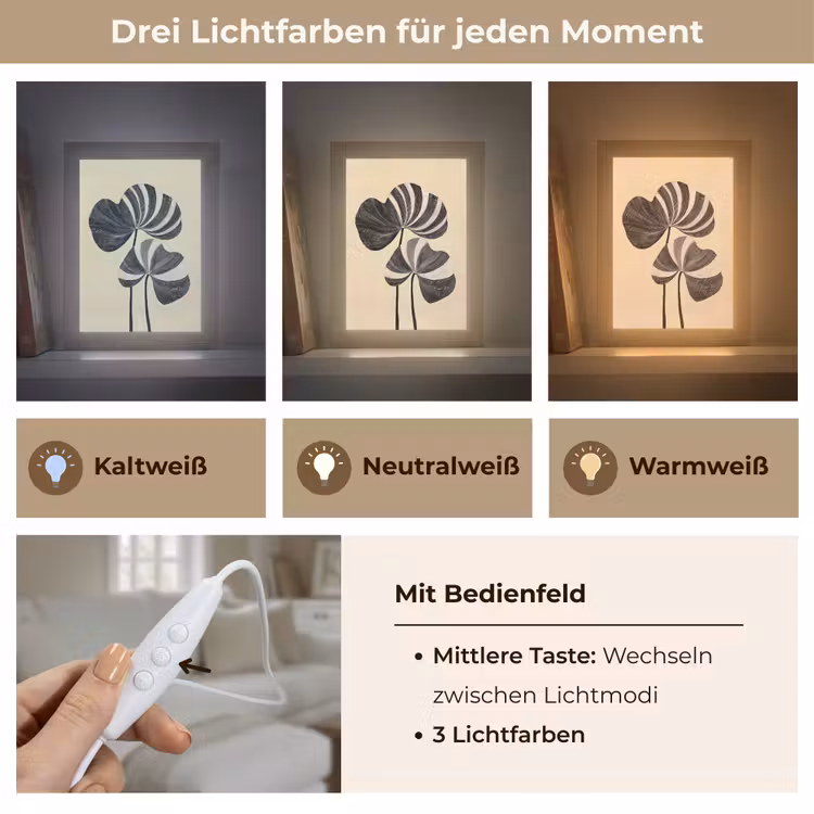 Zwart - Bladeren - Strepen - Minimalistisch Light Box met kabel (Tafellamp) klein -USP_lichtkleurDE