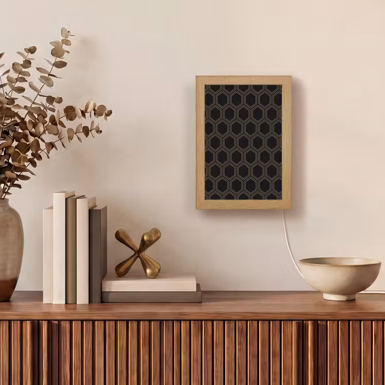 Zwart - Goud - Zeshoek Light Box met kabel (Tafellamp) klein 925 -sfeer2