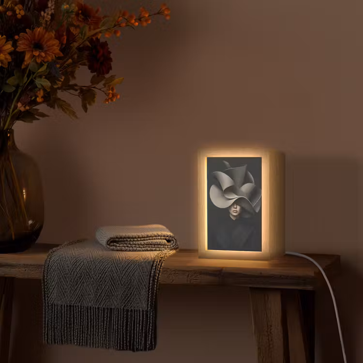Zwarte - Hoed - Vrouw Light Box met kabel (Tafellamp) klein -sfeer4