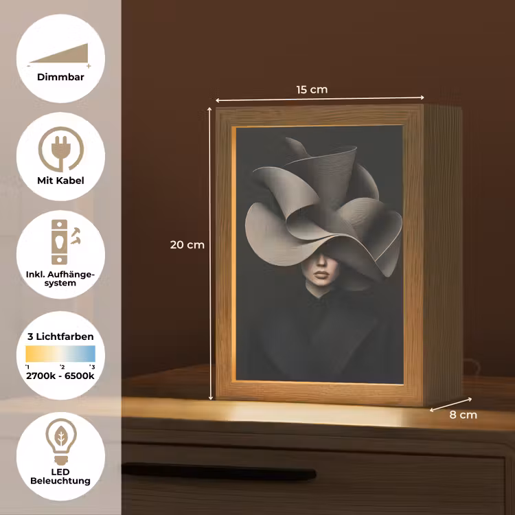 Zwarte - Hoed - Vrouw Light Box met kabel (Tafellamp) klein -USP_DE