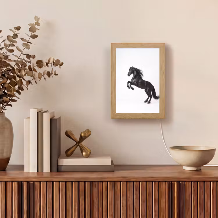 Zwart - Paard - Portret Light Box met kabel (Tafellamp) klein -sfeer2