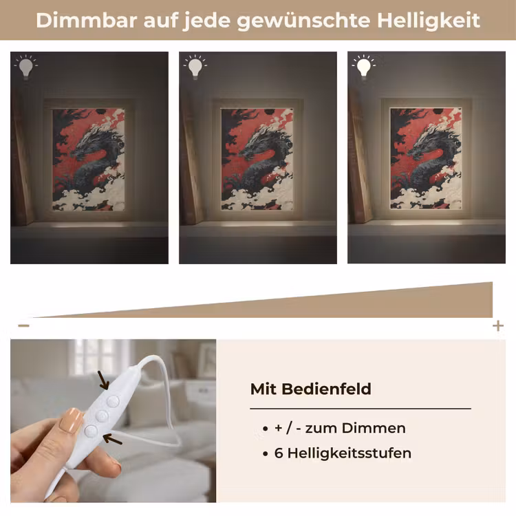 Zwarte draak - Rookwolken - Rood Light Box met kabel (Tafellamp) klein -USP_dimbaarDE