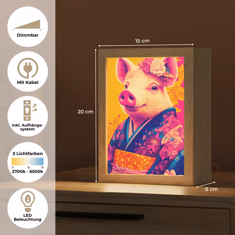 Varken - Bloemkroon - Kimono - Abstract Light Box met kabel (Tafellamp) klein -USP_DE