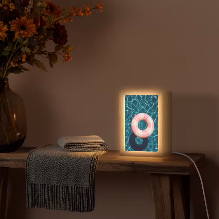 Drijvend - Zwemband - Water Light Box met kabel (Tafellamp) klein -sfeer4