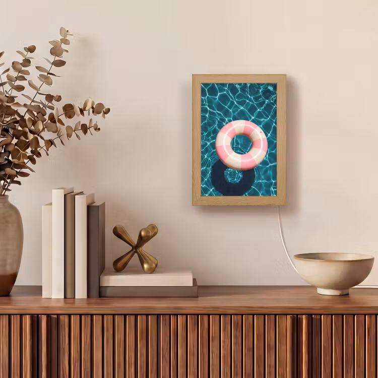 Drijvend - Zwemband - Water Light Box met kabel (Tafellamp) klein -sfeer2