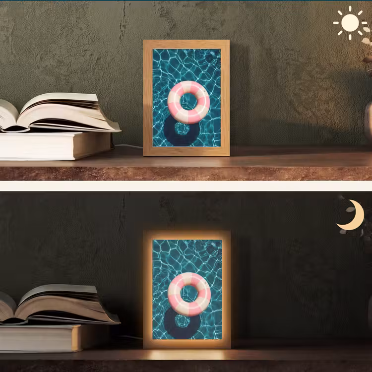 Drijvend - Zwemband - Water Light Box met kabel (Tafellamp) klein -sfeer3