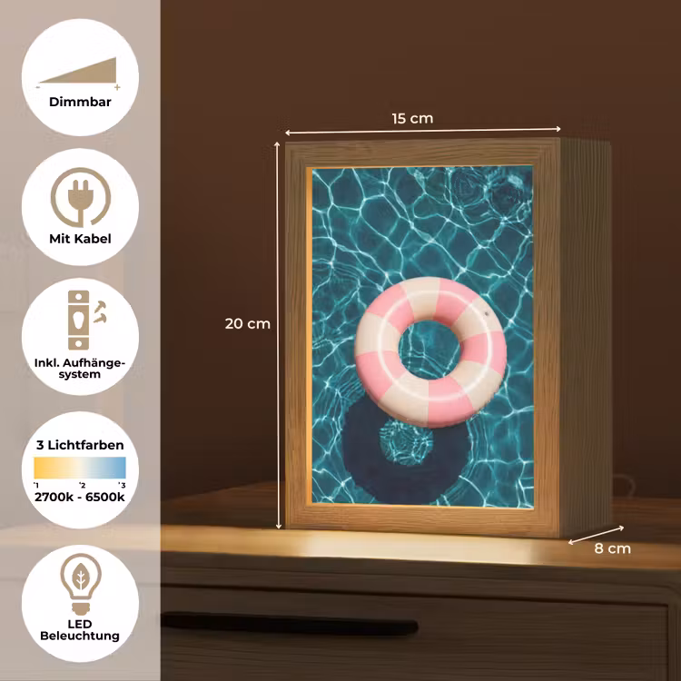 Drijvend - Zwemband - Water Light Box met kabel (Tafellamp) klein -USP_DE