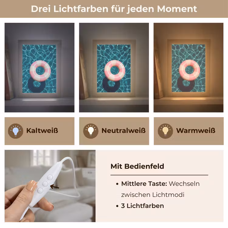 Drijvend - Zwemband - Water Light Box met kabel (Tafellamp) klein -USP_lichtkleurDE